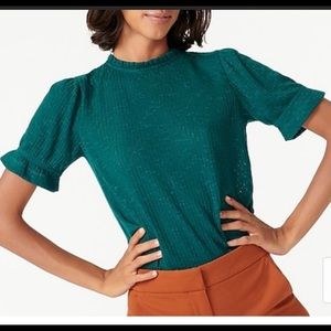 Jcrew puff sleeve pointelle top